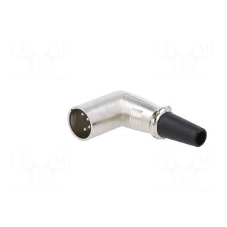 Plug | XLR | male | PIN: 4 | angled 90° | for cable | soldering | silver