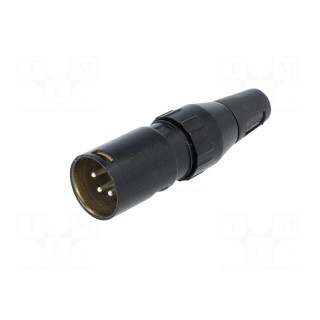 Plug | XLR | male | PIN: 4 | straight | for cable | soldering | 50V | 10A