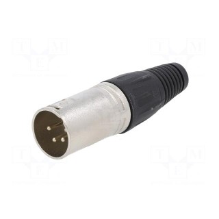 Plug | XLR | male | PIN: 4 | straight | for cable | soldering | silver