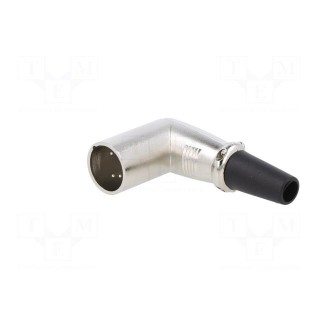 Plug | XLR | male | PIN: 5 | angled 90° | for cable | soldering | silver