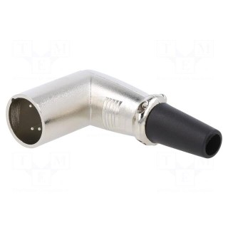 Plug | XLR | male | PIN: 5 | angled 90° | for cable | soldering | silver