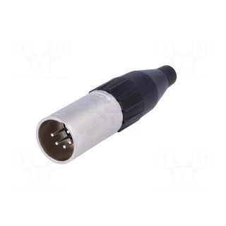 Plug | XLR | male | PIN: 5 | straight | for cable | soldering | 133V | 7.5A