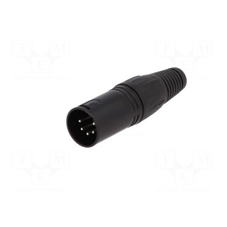 Plug | XLR | male | PIN: 5 | straight | for cable | soldering | black | metal