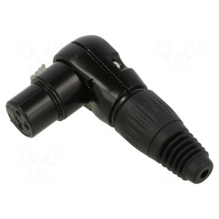 Plug | XLR | female | PIN: 3 | angled 90° | for cable | soldering | black