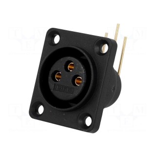 Socket | XLR | female | PIN: 3 | angled 90° | sealed | THT | gold-plated | 5A