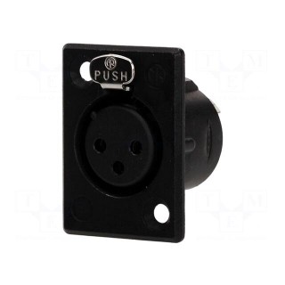 Socket | XLR | female | PIN: 3 | flange (2 holes),for panel mounting