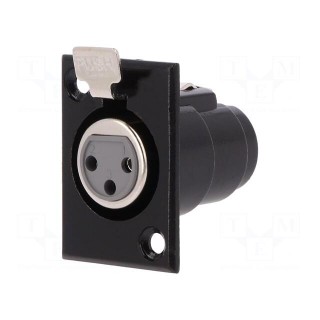 Socket | XLR | female | PIN: 3 | with push button | soldering | black