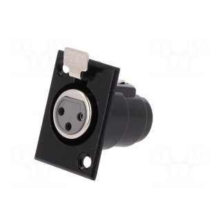 Socket | XLR | female | PIN: 3 | with push button | soldering | black