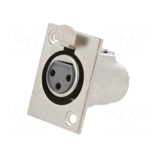Socket | XLR | female | PIN: 3 | with push button | soldering | silver