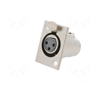 Socket | XLR | female | PIN: 3 | with push button | soldering | silver