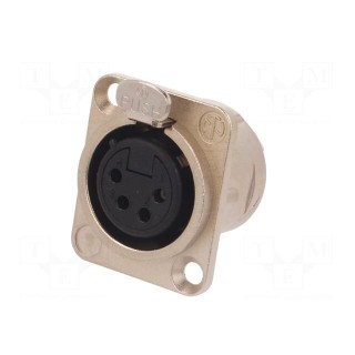 Socket | XLR | female | PIN: 4 | flange (2 holes),for panel mounting