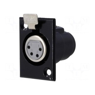 Socket | XLR | female | PIN: 4 | with push button | soldering | black