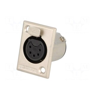 Socket | XLR | female | PIN: 5 | straight | soldering | silver plated