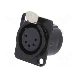 Socket | XLR | female | PIN: 5 | with push button | soldering | black