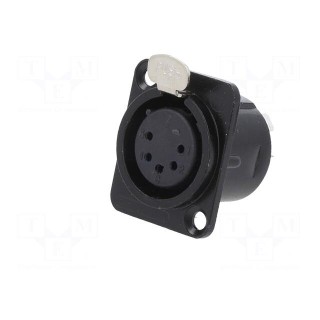 Socket | XLR | female | PIN: 5 | with push button | soldering | black
