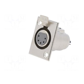 Socket | XLR | female | PIN: 5 | with push button | soldering | silver