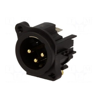 Socket | XLR | male | PIN: 3 | angled 90° | screw | THT | gold-plated | 133V