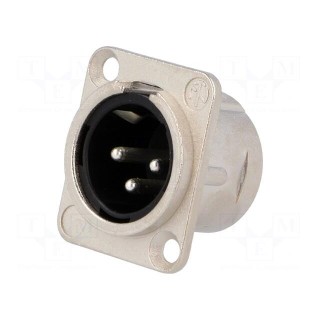 Socket | XLR | male | PIN: 3 | straight | soldering | silver | 16A | 27mm