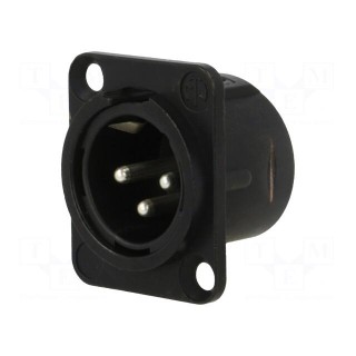Socket | XLR | male | PIN: 3 | straight | soldering | black | 16A | 19x24mm