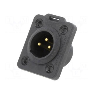 Socket | XLR | male | PIN: 3 | straight | soldering | black | 6A