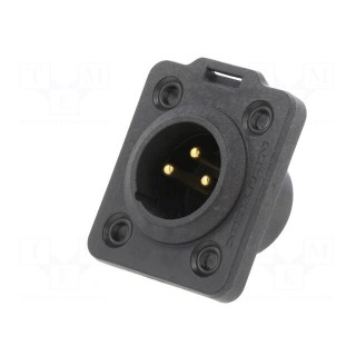 Socket | XLR | male | PIN: 3 | straight | soldering | black | 6A