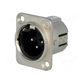 Socket | XLR | male | PIN: 3 | straight | soldering | silver plated | 50V