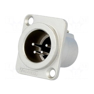 Socket | XLR | male | PIN: 4 | flange (2 holes),for panel mounting