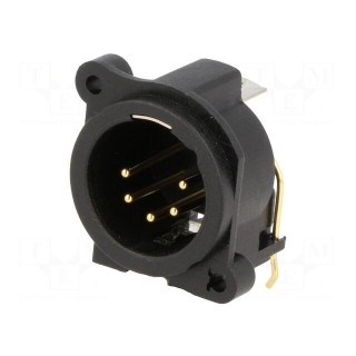Socket | XLR | male | PIN: 5 | angled 90° | for panel mounting,screw