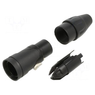 XLR cable connector, female, 3 pin, blac