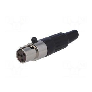 Plug | XLR mini | female | PIN: 4 | for cable | soldering | straight