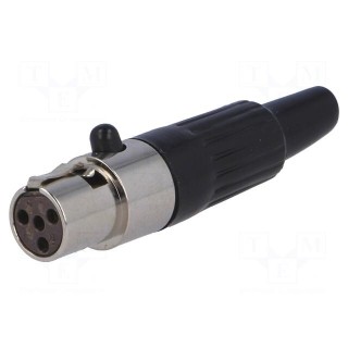 Plug | XLR mini | female | PIN: 4 | for cable | soldering | straight