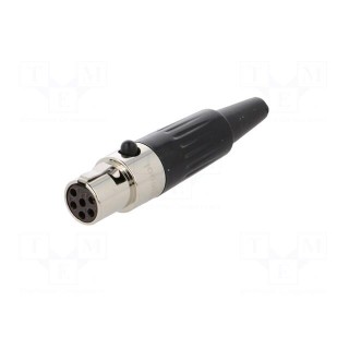 Plug | XLR mini | female | PIN: 6 | for cable | soldering | 1.2A | 0.38mm2