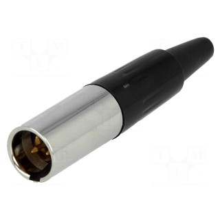 Plug | XLR mini | male | PIN: 3 | for cable | soldering | 5A | 0.5mm2 | 3.5mm