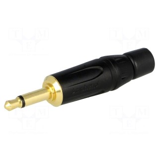 Plug | Jack 3,5mm | male | mono | straight | for cable | soldering | black