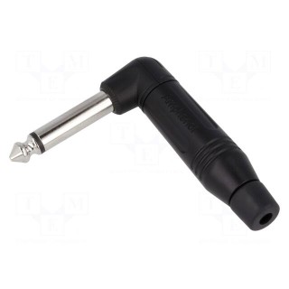 Plug | Jack 6,35mm | male | mono | angled 90° | for cable | soldering