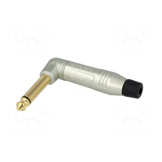 Plug | Jack 6,3mm | male | mono | ways: 2 | angled 90° | for cable | grey