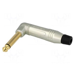 Plug | Jack 6,3mm | male | mono | ways: 2 | angled 90° | for cable | grey