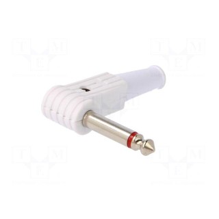 Plug | Jack 6,3mm | male | mono | ways: 2 | angled 90° | for cable | white