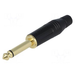 Plug | Jack 6,3mm | male | mono | ways: 2 | straight | for cable | black