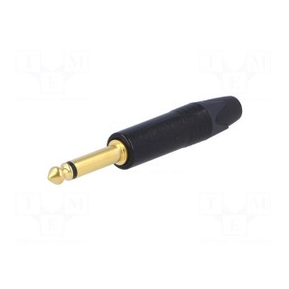 Plug | Jack 6,3mm | male | mono | straight | for cable | soldering | black