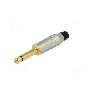 Plug | Jack 6,35mm | male | mono | straight | for cable | soldering | grey