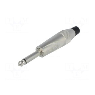 Plug | Jack 6,35mm | male | mono | straight | for cable | soldering | grey