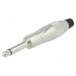 Plug | Jack 6,3mm | male | mono | ways: 2 | straight | for cable | grey