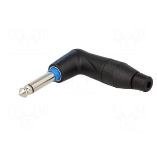 Plug | Jack 6,3mm | male | mono | ways: 2 | angled 90° | for cable | black