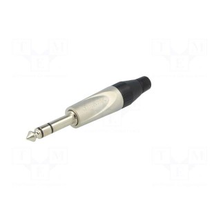Plug | Jack 6,3mm | male | stereo | ways: 3 | straight | for cable | grey