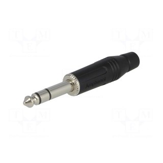 Plug | Jack 6,3mm | male | stereo | ways: 3 | straight | for cable | grey