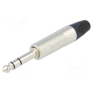 Plug | Jack 6,3mm | male | stereo | ways: 3 | straight | for cable | silver