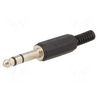 Plug | Jack 6,3mm | male | stereo | with strain relief | straight