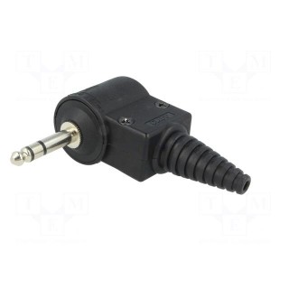 Plug | Jack 6,3mm | stereo | ways: 3 | angled 90° | Jumbo | 15mm