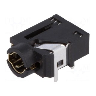 Socket | Jack 3,5mm | female | with two switches | ways: 4 | THT | H: 5mm